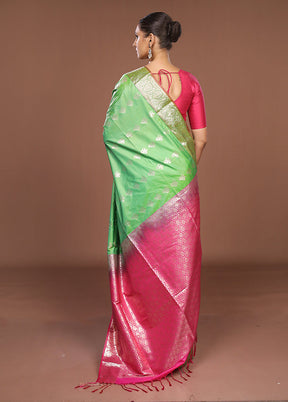 Green Kanjivaram Silk Saree With Blouse Piece