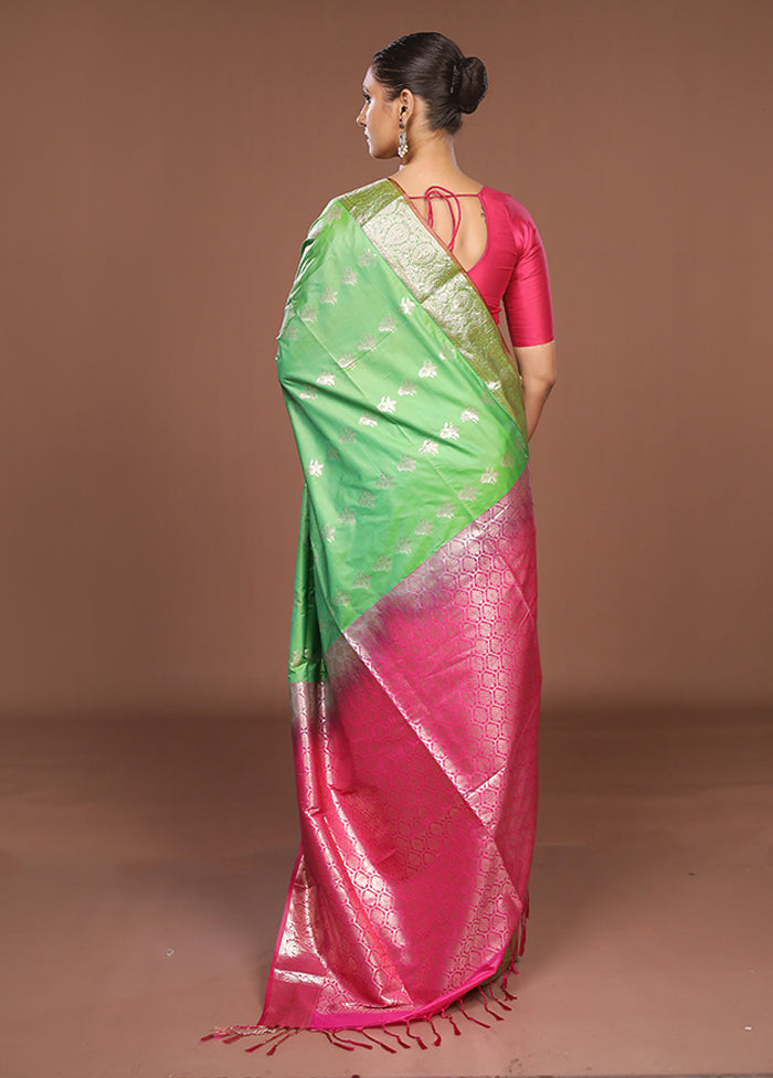 Green Kanjivaram Silk Saree With Blouse Piece