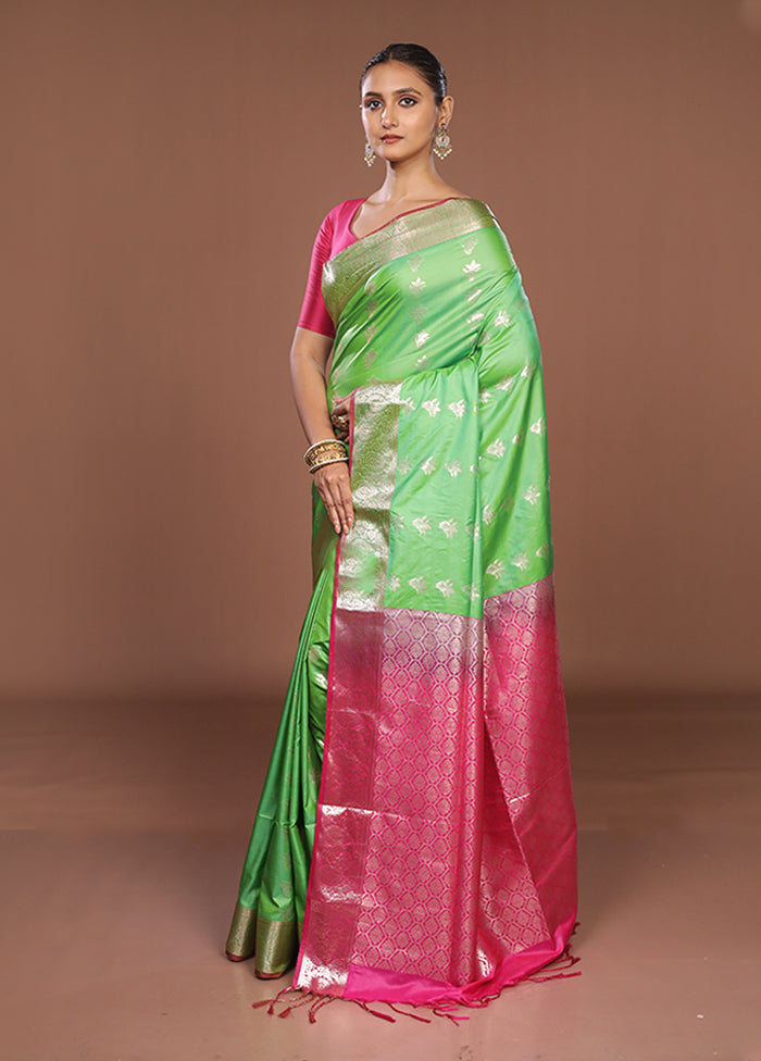 Green Kanjivaram Silk Saree With Blouse Piece