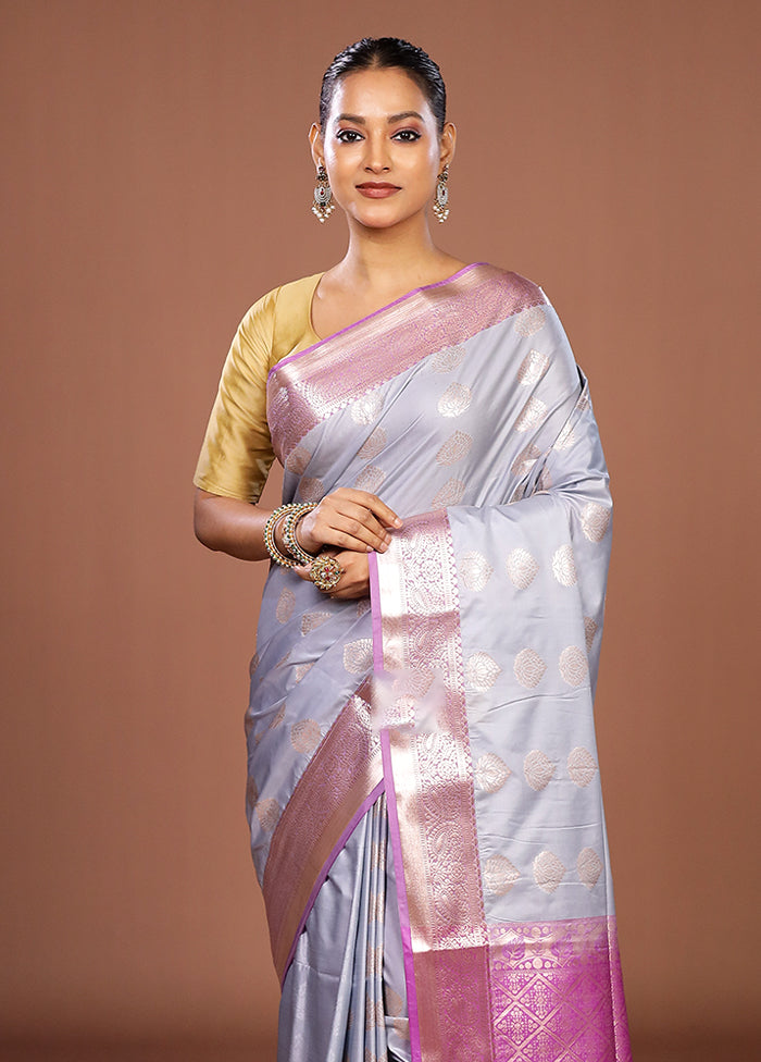 Blue Kanjivaram Silk Saree With Blouse Piece
