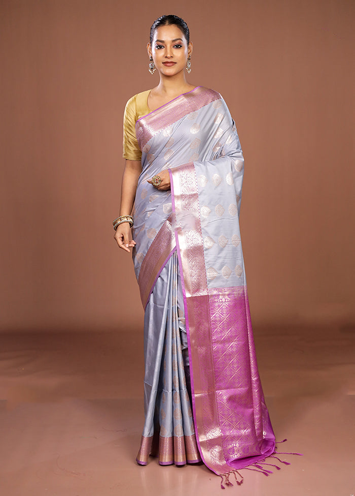 Blue Kanjivaram Silk Saree With Blouse Piece