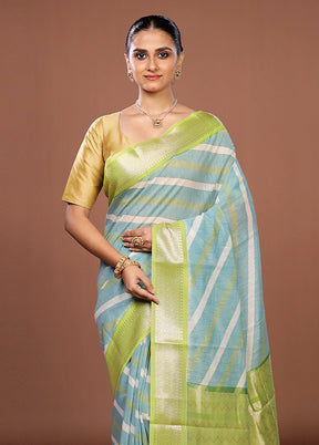 Blue Pure Cotton Saree With Blouse Piece