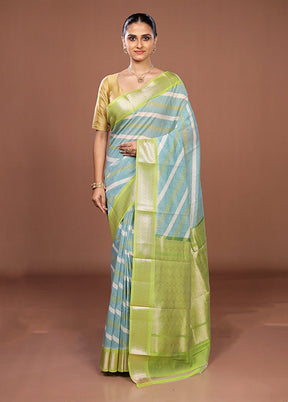 Blue Pure Cotton Saree With Blouse Piece