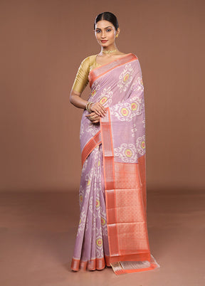 Purple Pure Cotton Saree With Blouse Piece