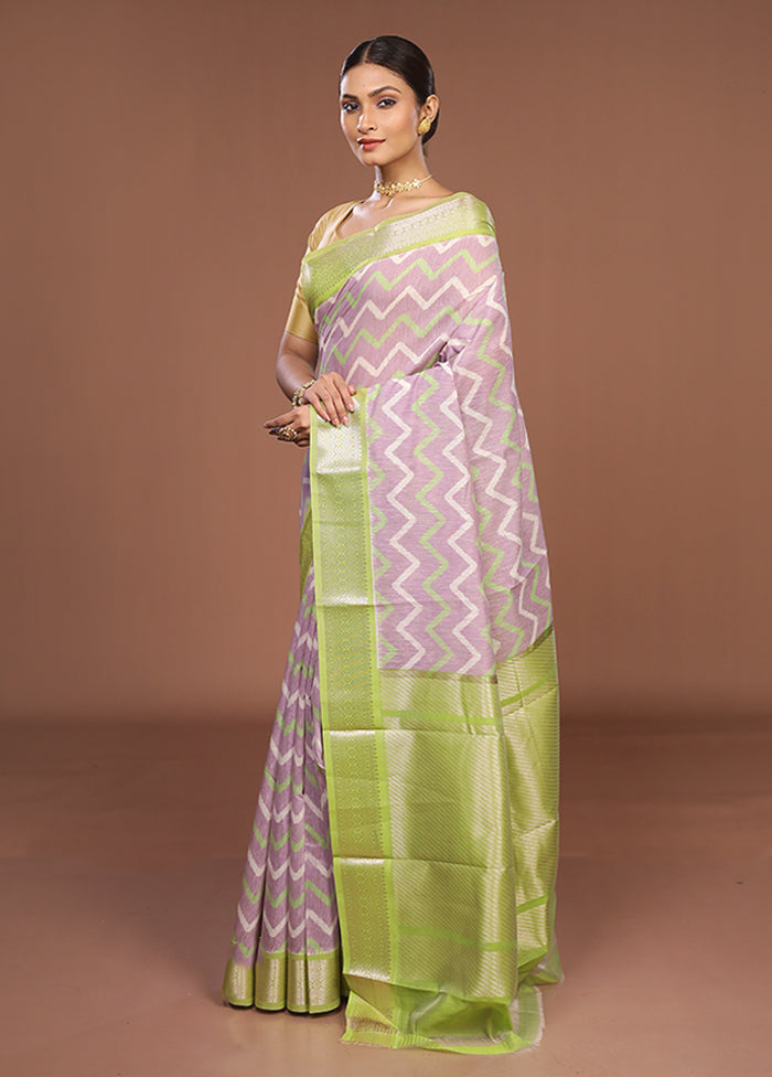 Purple Pure Cotton Saree With Blouse Piece