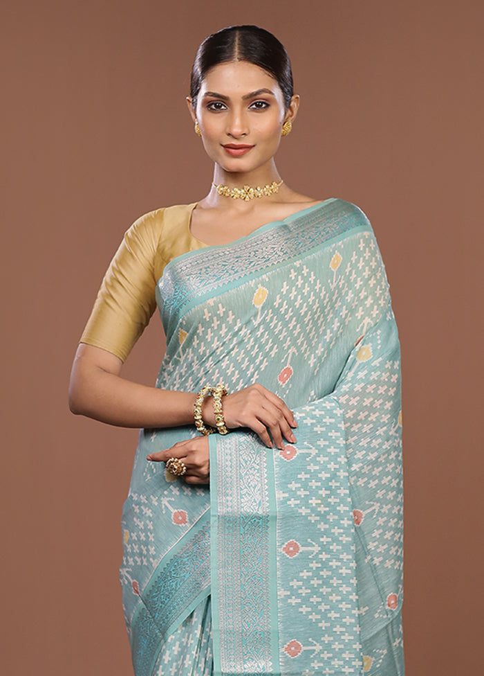 Blue Pure Cotton Saree With Blouse Piece