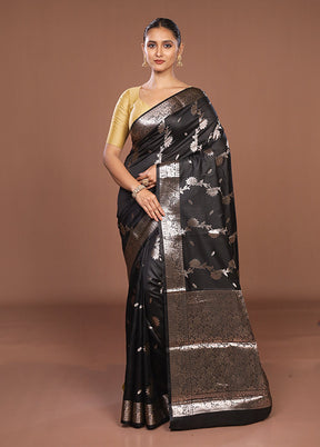 Black Dupion Silk Saree With Blouse Piece