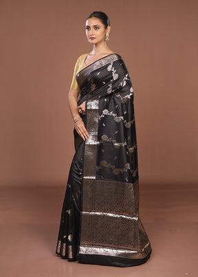 Black Dupion Silk Saree With Blouse Piece