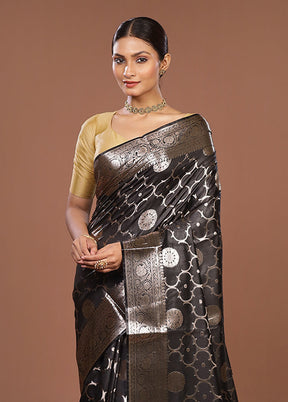 Black Dupion Silk Saree With Blouse Piece