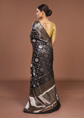 Black Dupion Silk Saree With Blouse Piece
