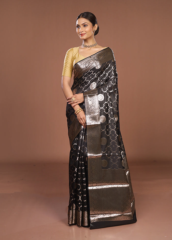 Black Dupion Silk Saree With Blouse Piece