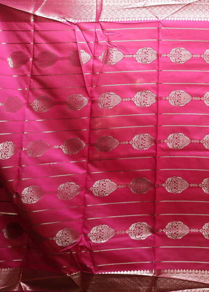 Magenta Dupion Silk Saree With Blouse Piece