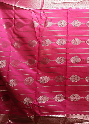 Magenta Dupion Silk Saree With Blouse Piece