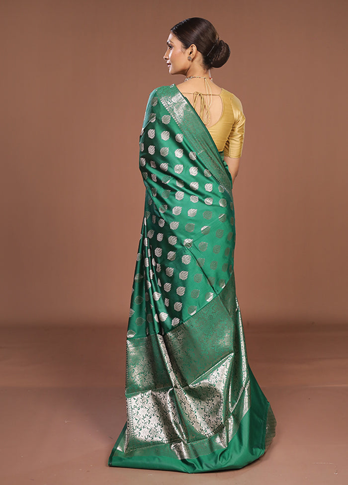 Green Dupion Silk Saree With Blouse Piece