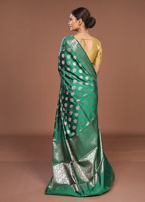 Green Dupion Silk Saree With Blouse Piece