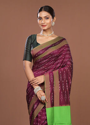 Purple Ikkat Silk Saree With Blouse Piece