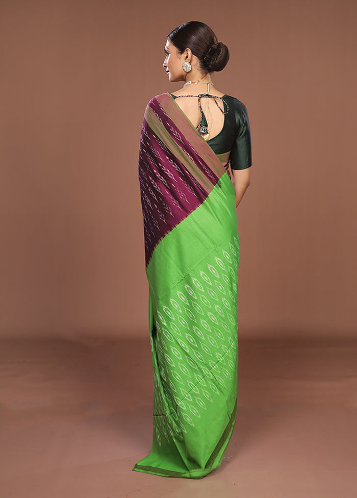 Purple Ikkat Silk Saree With Blouse Piece
