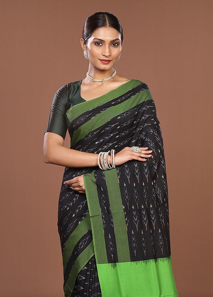 Black Ikkat Silk Saree With Blouse Piece