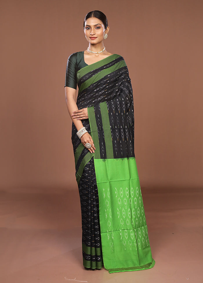 Black Ikkat Silk Saree With Blouse Piece