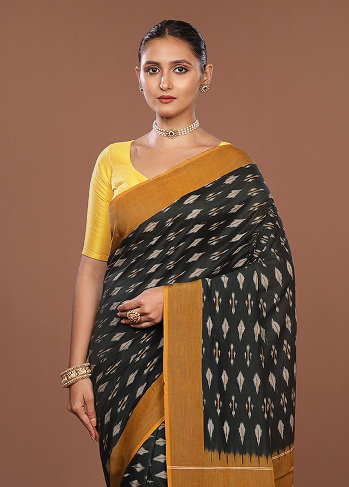 Black Ikkat Cotton Saree Without Blouse Piece