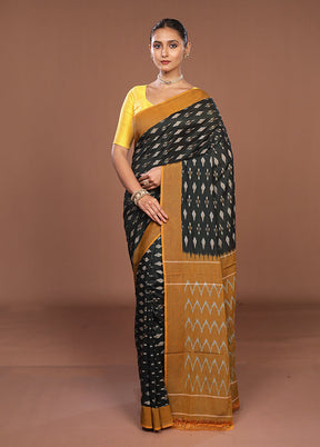 Black Ikkat Silk Saree With Blouse Piece