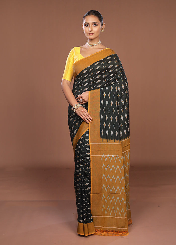 Black Ikkat Cotton Saree Without Blouse Piece