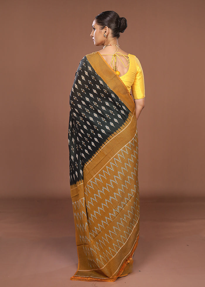 Black Ikkat Silk Saree With Blouse Piece