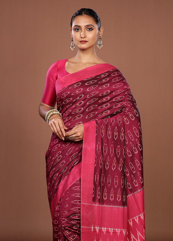 Purple Ikkat Silk Saree With Blouse Piece
