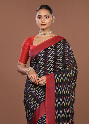 Black Ikkat Silk Saree With Blouse Piece