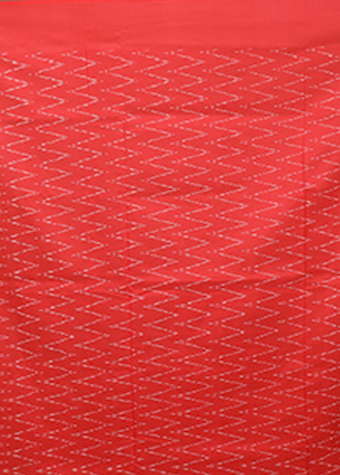 Red Ikkat Silk Saree With Blouse Piece