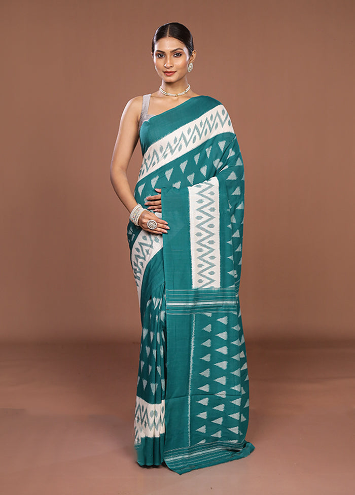 Green Ikkat Silk Saree With Blouse Piece
