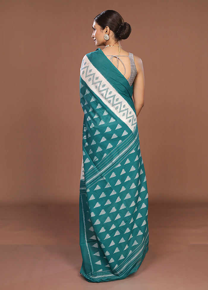 Green Ikkat Silk Saree With Blouse Piece