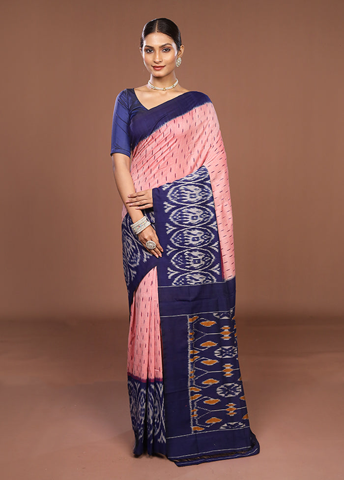 Pink Ikkat Cotton Saree Without Blouse Piece