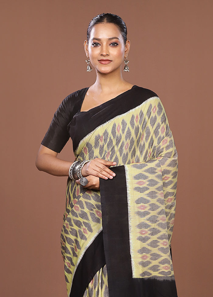 Grey Ikkat Cotton Saree With Blouse Piece