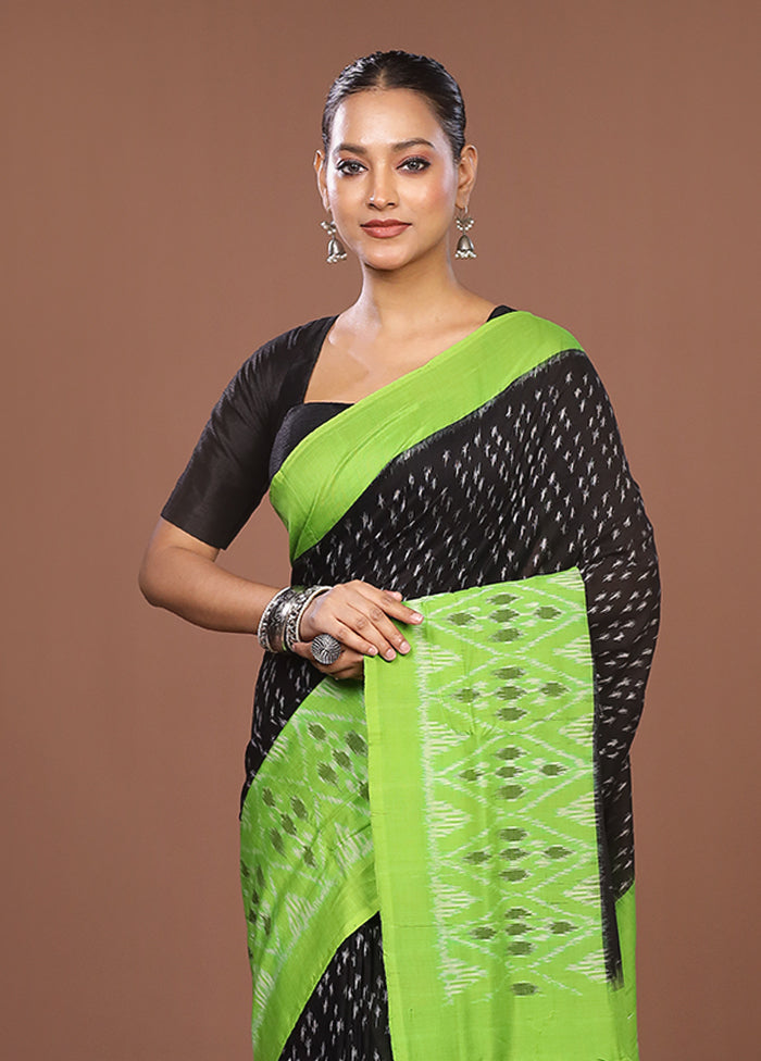 Black Ikkat Cotton Saree With Blouse Piece