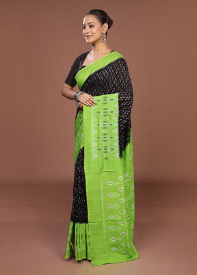 Black Ikkat Cotton Saree With Blouse Piece