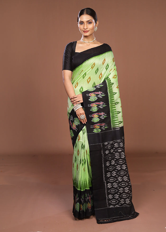 Green Ikkat Silk Saree With Blouse Piece
