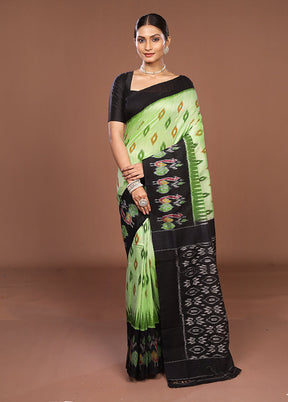 Green Ikkat Silk Saree With Blouse Piece