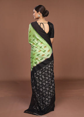 Green Ikkat Silk Saree With Blouse Piece