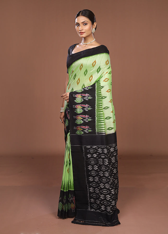 Green Ikkat Silk Saree With Blouse Piece