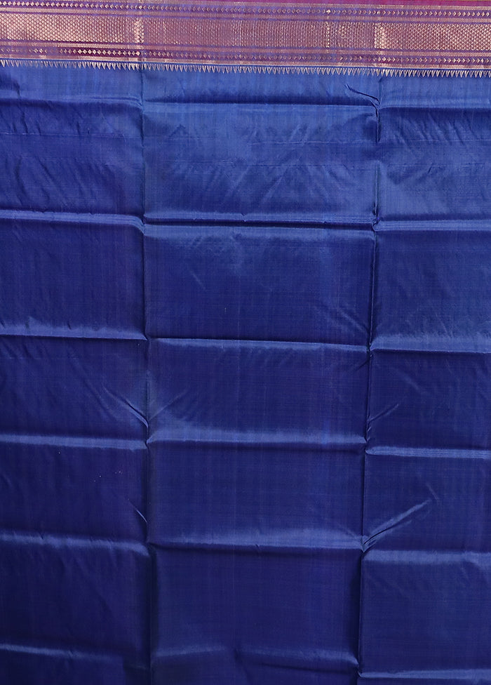 Purple Handloom Kanjivaram Pure Silk Saree With Blouse Piece