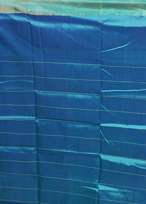 Blue Handloom Kanjivaram Pure Silk Saree With Blouse Piece