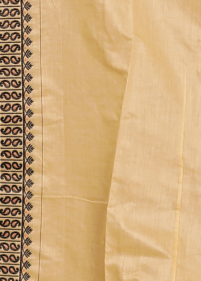 Cream Assam Silk Saree With Blouse Piece