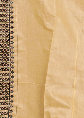 Cream Assam Silk Saree With Blouse Piece