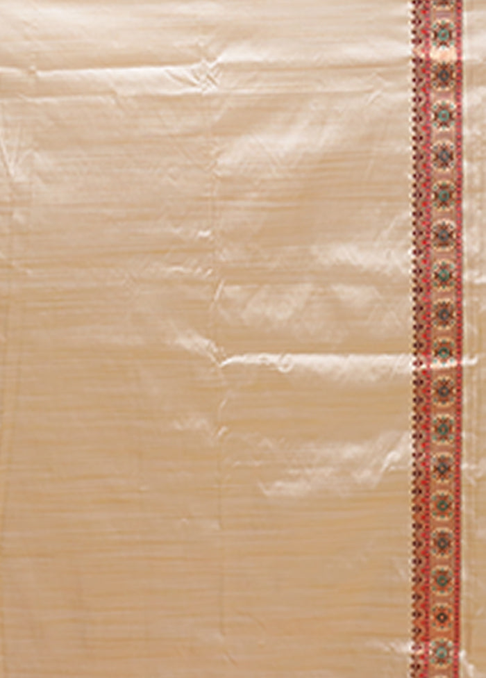 Cream Assam Silk Saree With Blouse Piece