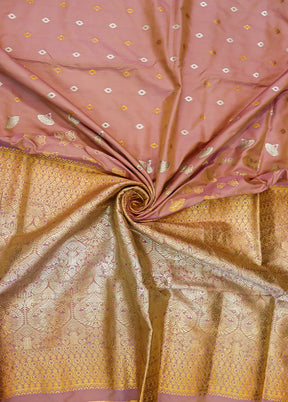 Pink Assam Silk Saree With Blouse Piece
