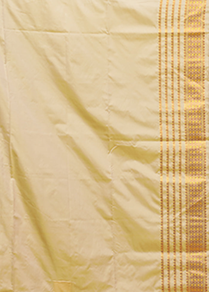 Cream Assam Silk Saree With Blouse Piece