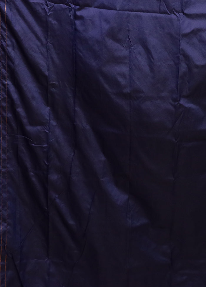 Blue Assam Silk Saree With Blouse Piece