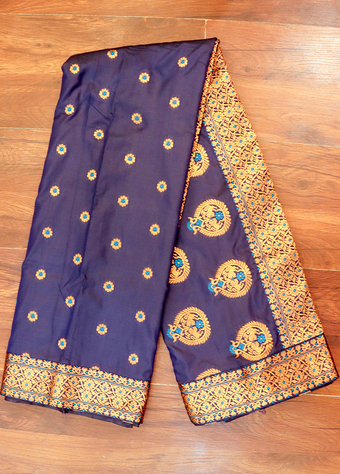 Purple Assam Silk Saree With Blouse Piece