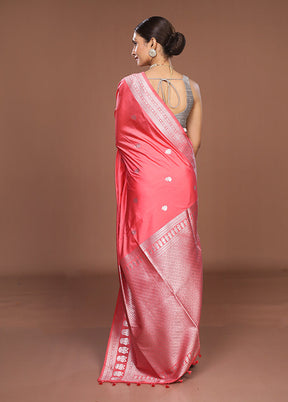Pink Dupion Silk Saree With Blouse Piece